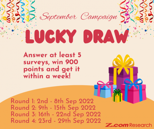  Sept Campaign LUCKY Draw 900 Points In A Week And Up To 3600 Points 